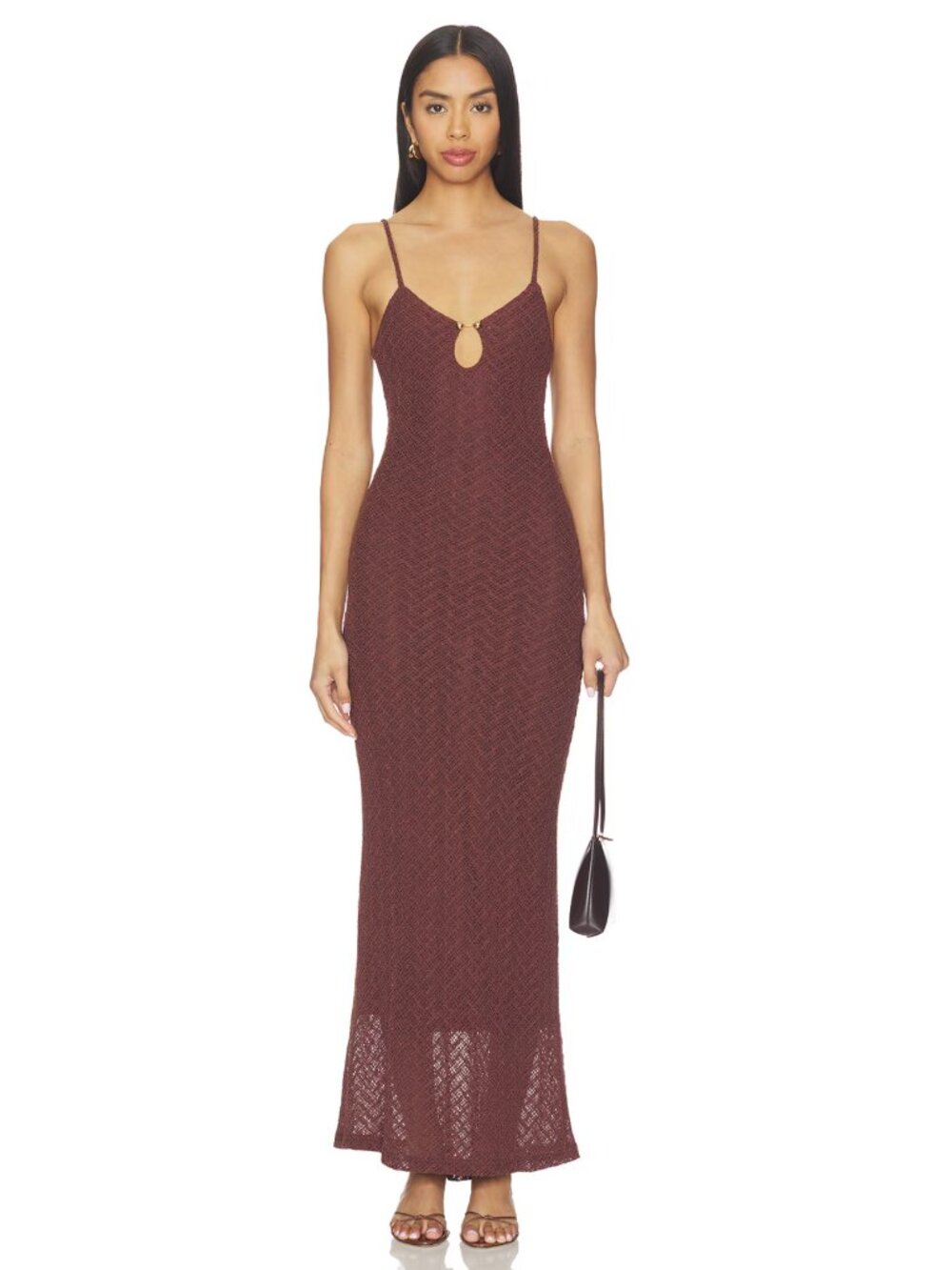 NEW superdown Kailani Maxi Dress in Brown Lace Sundress XS